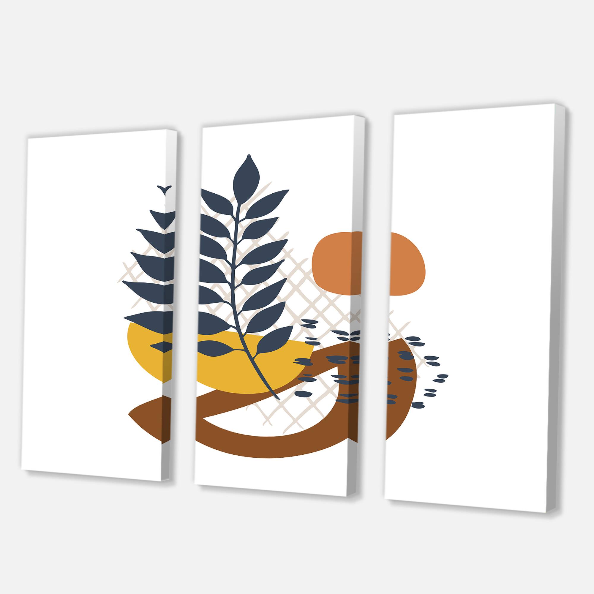 Designart - Elementary Shapes With Abstract Leaves